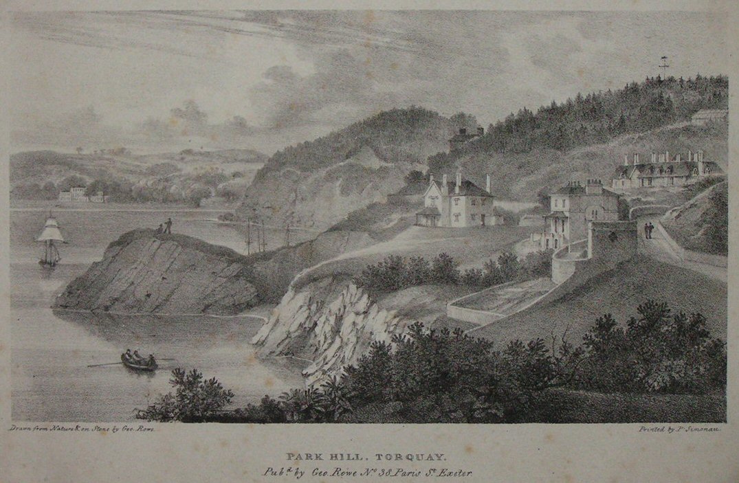 Lithograph - Park Hill, Torquay. - Rowe